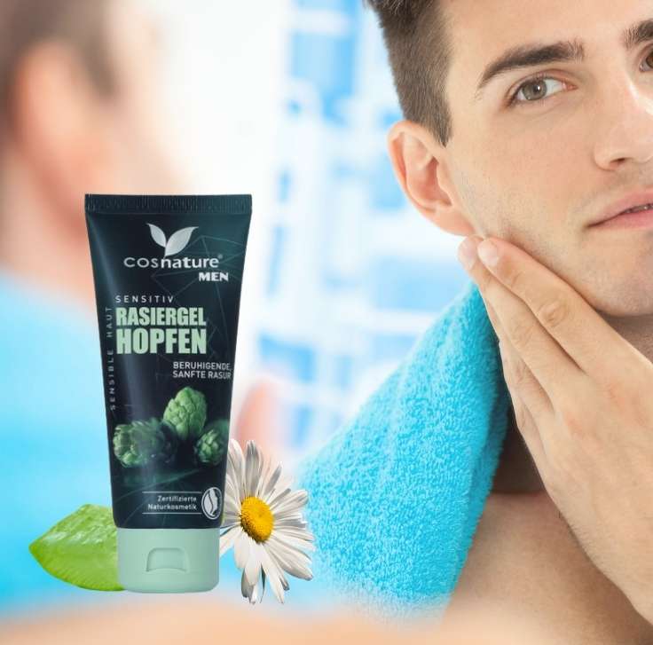 Gel afeitado Lúpulo Hombre Cosnature Natural con bisabolol calmante. Afeitado sin irritaciones